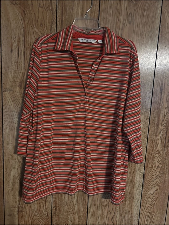 Tommy Hilfiger Tops - Tommy Hilfiger Women’s 2X Multicolor Striped 
3/4 Button-Up Shirt